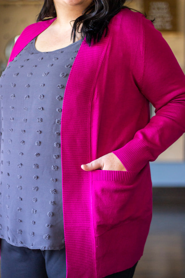 Staple Sweater Cardigan, Magenta