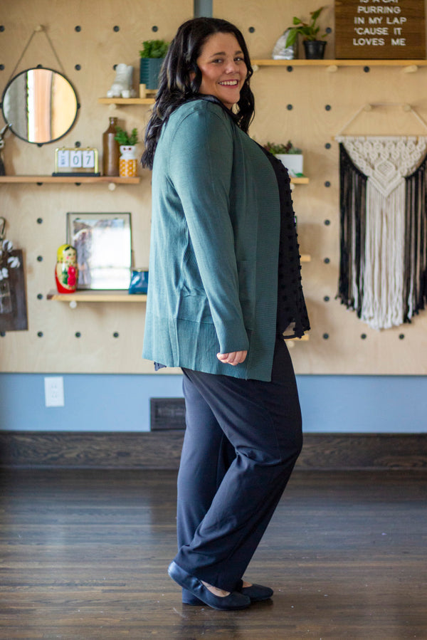 Staple Sweater Cardigan, Teal Green