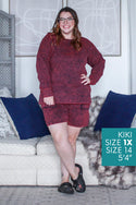 Acid Wash Winter Lounge Set, Burgundy