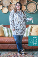 Leopard Hoodie Tunic, Grey