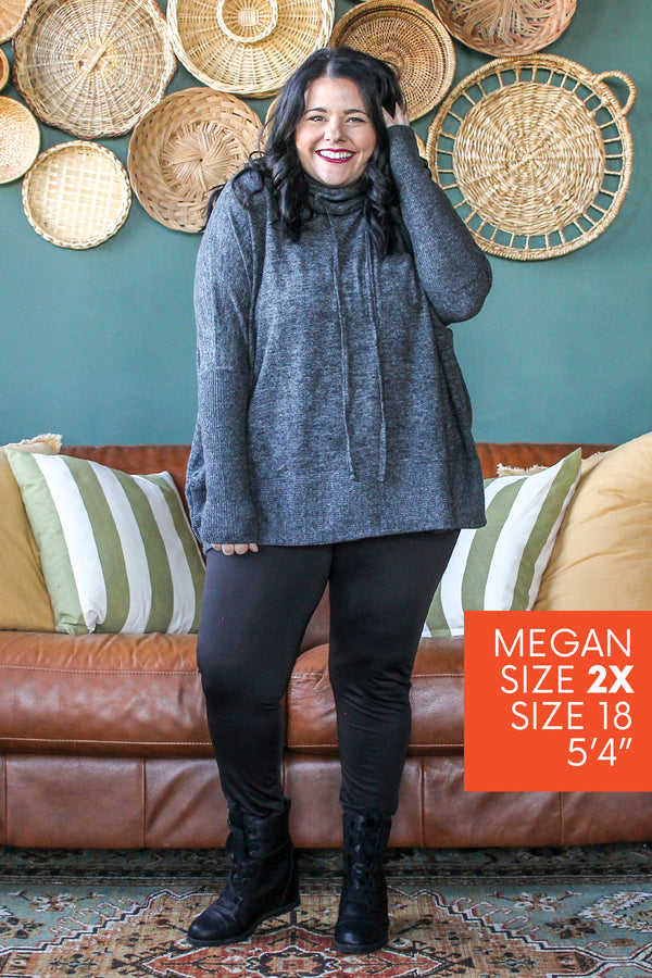 Heathered Dolman Sweater, Charcoal