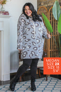 Leopard Hoodie Tunic, Grey