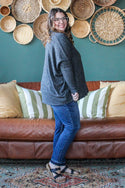 Heathered Dolman Sweater, Charcoal