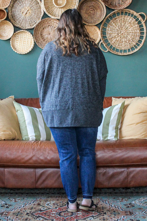 Heathered Dolman Sweater, Charcoal