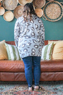 Leopard Hoodie Tunic, Grey