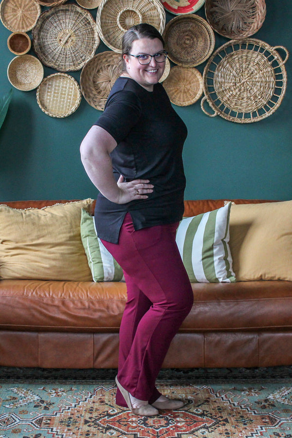 Curvy Comfy Work Pant, Wine