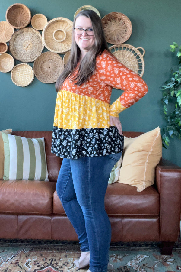 Candy Corn Blocked Babydoll