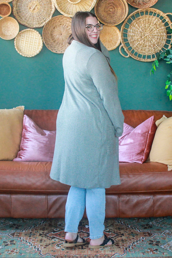 Autumn Layering Cardigan, Light Sage