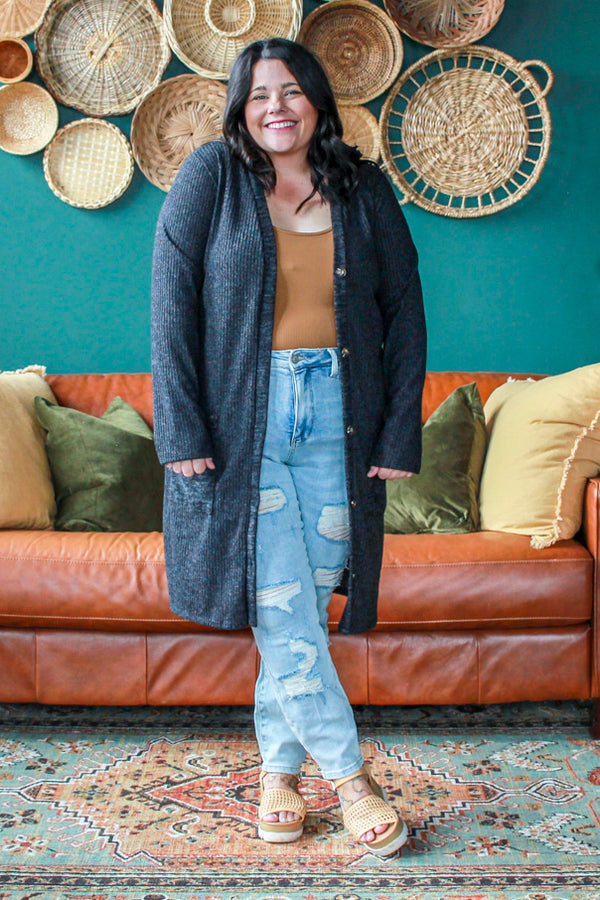 Autumn Layering Cardigan, Charcoal