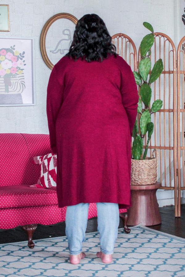 Dark Duster Cardigan, Maroon