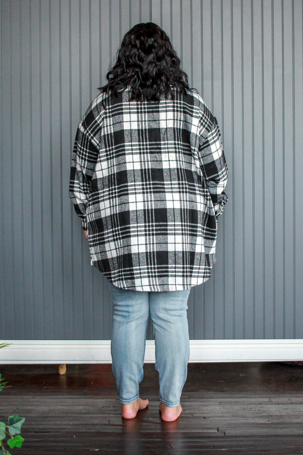 Fall Plaid Shacket, Black