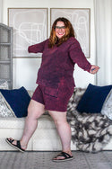 Acid Wash Winter Lounge Set, Burgundy