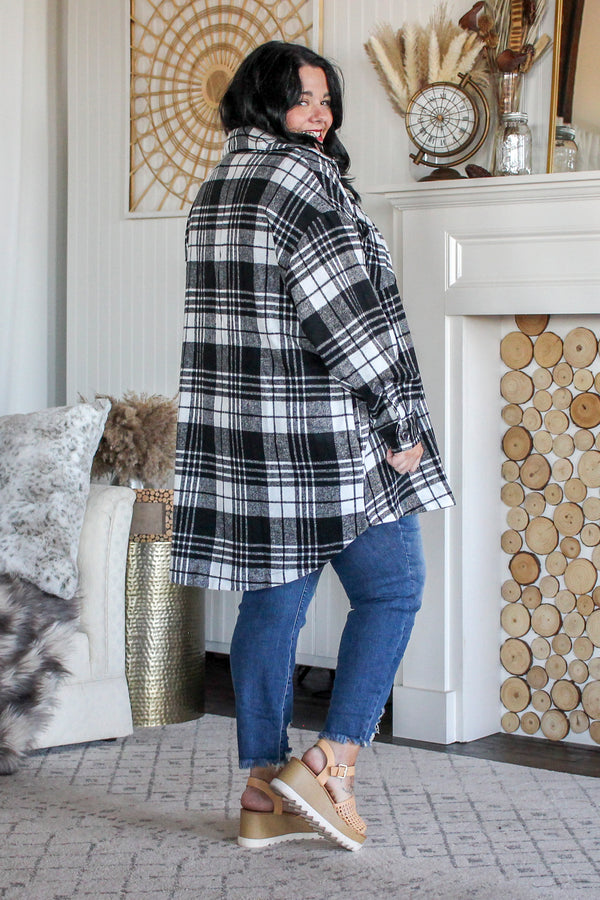 Fall Plaid Shacket, Black