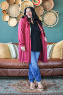 Curvig Hoodie Cardigan, Red