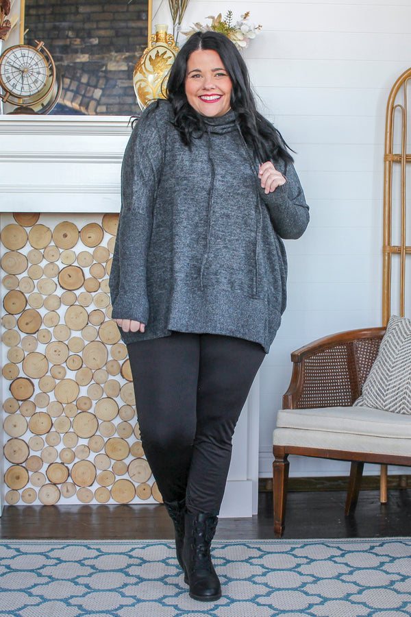 Heathered Dolman Sweater, Charcoal