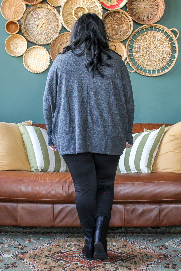 Heathered Dolman Sweater, Charcoal